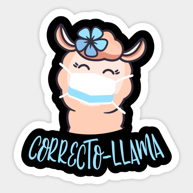 Correcto-Llama Funny Lama With Mask Gift Sticker by Foxxy Merch